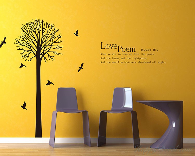 Tree with Love Quotes Wall Decal Vinyl Tree Art Stickers